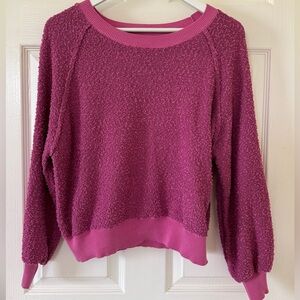 VICI Textured Fuchsia Bubble Sleeve Sweater Small Cozy Knit NWOT Fall Holiday